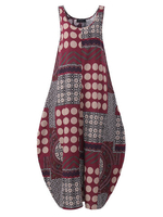 O-NEWE Vintage Printed Sleeveless Lantern Maxi Dress For Women