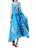 O-Newe Women Color Block Printed Sleeveless Drawstring Dress