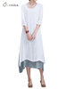 O-Newe Women Solid Fake Two-piece Irregular Casual Dress