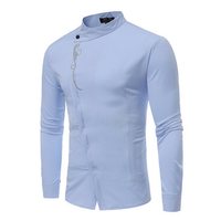 Oblique Closure Embroidery Casual Business Shirt