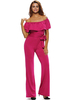 Off-shoulder Belted Wide Leg Flouncing Sexy Women Jumpsuit