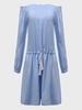 Off Shoulder Blue Women 3/4 Sleeve Elastic Waist Mini Jumpsuits
