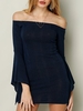 Off-shoulder Bodycon Long Horn Sleeve Women Mini Dress