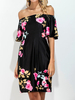 Off-shoulder Floral Print Half Sleeve Mini Dress For Women