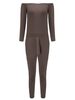 Off Shoulder Solid Long Sleeve Sexy Women Bodycon Jumpsuit