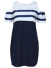 Off Shoulder Strapless Navy Wind Striped Women Mini Dress