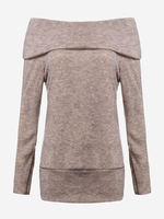 Off Shoulder Stretch Roll Neck Long Sleeve Knitwear Women Sweater