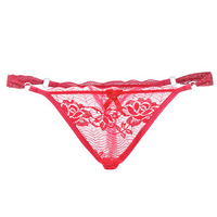 Ohyeah Plus Size Women Sexy Lace V-Strings Transparent Floral Thongs Panties