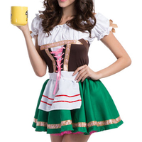 Oktoberfest Halloween Fluffy Maid Uniform Ruffle Cosplay Dresses Set Costume