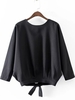 OL Batwing Black Backless Bandage Casual Long Sleeve Women Shirt