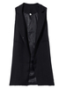 OL Black Sleeveless Lapel Elegant Women Long Jacket