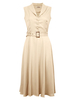 OL Button Belt Sleeveless Lapel Swing Sundress Party Dress