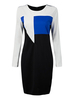 OL Contrast Patchwork Long Sleeve Bodycon Women Pencil Dress