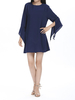 OL Flare Sleeve Quarter Elegant Women Chiffon Mini Dress