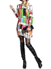 OL Geometry Loose Pullover Knitted Long Sleeve Women Sweater Dress