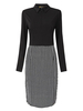 OL Grid Plaid Long Sleeve Women Pencil Dress