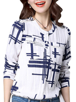 OL Hole Splicing Elegant Geometry Long Sleeve Women Shirt