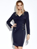 OL Ruched V-neck Belted Long Sleeve Bodycon Dress