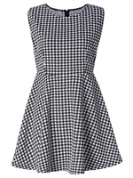 OL Sleeveless A Line Houndstooth Women Mini Dress