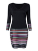 OL Slim Patchwork V-Neck Three Quarter Sleeve Dress