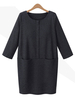 OL Solid Pockets Thicken Warm Loose Casual Dress