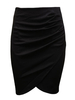 OL Solid Asymmetric Pleated High Waist Pencil Skirt