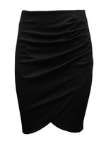 OL Solid Asymmetric Pleated High Waist Pencil Skirt