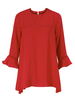 OL Stitching Loose Hole Long Sleeve Chiffon Mini Women Dress