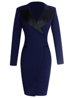 OL Stylish Patchwork Long Sleeve Pencil Dress