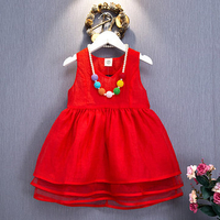 Organza Hollow Sleeveless V-neck Dress For Kids Girl