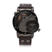 OULM Men Watch Casual Charming Alloy Leather Two Movements Watch