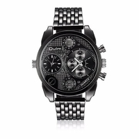 OULM Watch Casual Black Stainless Steel Charming Men Watch