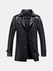 Outdoor Business Winter Mens PU Leather Jacket Epaulets Suit Collar Coat