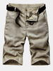 Outdoor Casual Solid Color Linen Pants Straight Slim Fit Plus Size Shorts for Men
