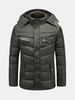 Outdoor Casual Thicken Warm Side Zipper-Pockets Detachable Hat Jacket For Men