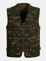 Outdoor Fishing Cotton Multi Pockets Camouflage Printing Vest Waistcoats for Men