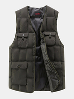 Outdoor Fishing Multi-Pockets Duck Down Vest Casual Loose Waistcoat for Men