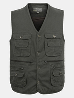 Outdoor Muti-Pocket Fishing Rreversible Vest Casual Loose Cotton Waistcoats For Men