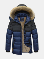 Outdoor Windproof Thicken Detachable Hood Mixed Color Jacket Coat for Men