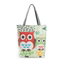 Owl Canvas Vertical Shoulder Bag Crossbody Bag Handbag For Women