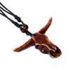 Ox Skull Head Resin Model Adjustable Long Pendant Necklace Punk Style for Men