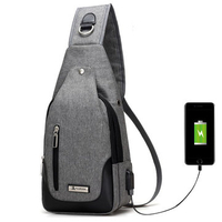 Oxford Casual Sling Bag Men Women Chest Bag USB Place Crossbody Shoulder Bag