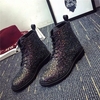 Paillette Shine Bling Lace Up Flat Ankle Boots For Women