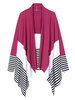 Parti Color Stripe Printed Splicing Loose Soft Women Cardigan