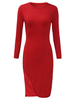 Party Basic Split Sheath Long Sleeve Pencil Dress