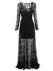 Party Evening Sexy Transparent V Neck Lace Hallow Long Sleeve Women Dress