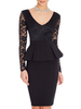 Party Lace Patchwork Ruffles Flouncing Peplum Pencil Dress