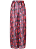 Party Sexy Split Floral High Waist Loose Women Wide Leg Pant