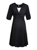 Party Solid Stretch High Waist V-Neck Women Skater Dress