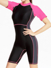 Patchwork Elastic Short Sleeved Turtleneck Five Boxer Shorts Tights Swimsuit
